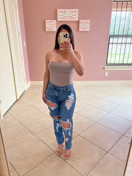 Miriam One Strap Bodysuit- Mud light