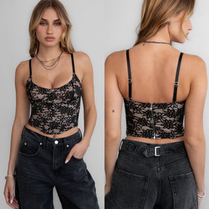 Floret floral lace corset Top