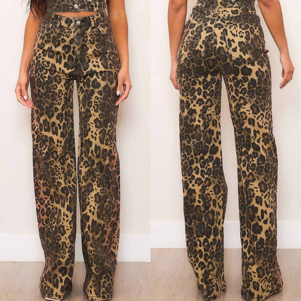 Cynthia Leopard Wide Leg Jeans