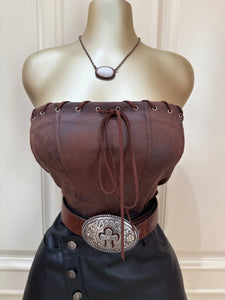 Glenda Stretch Suede Top