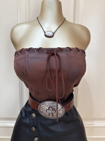 Glenda Stretch Suede Top