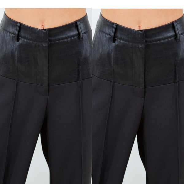 Yadira Contrast PU Waist Pants