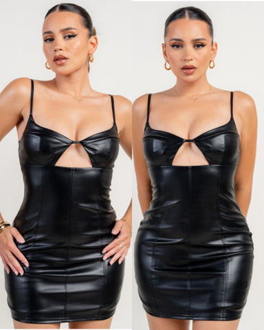 Rosalia Faux Leather dress- black