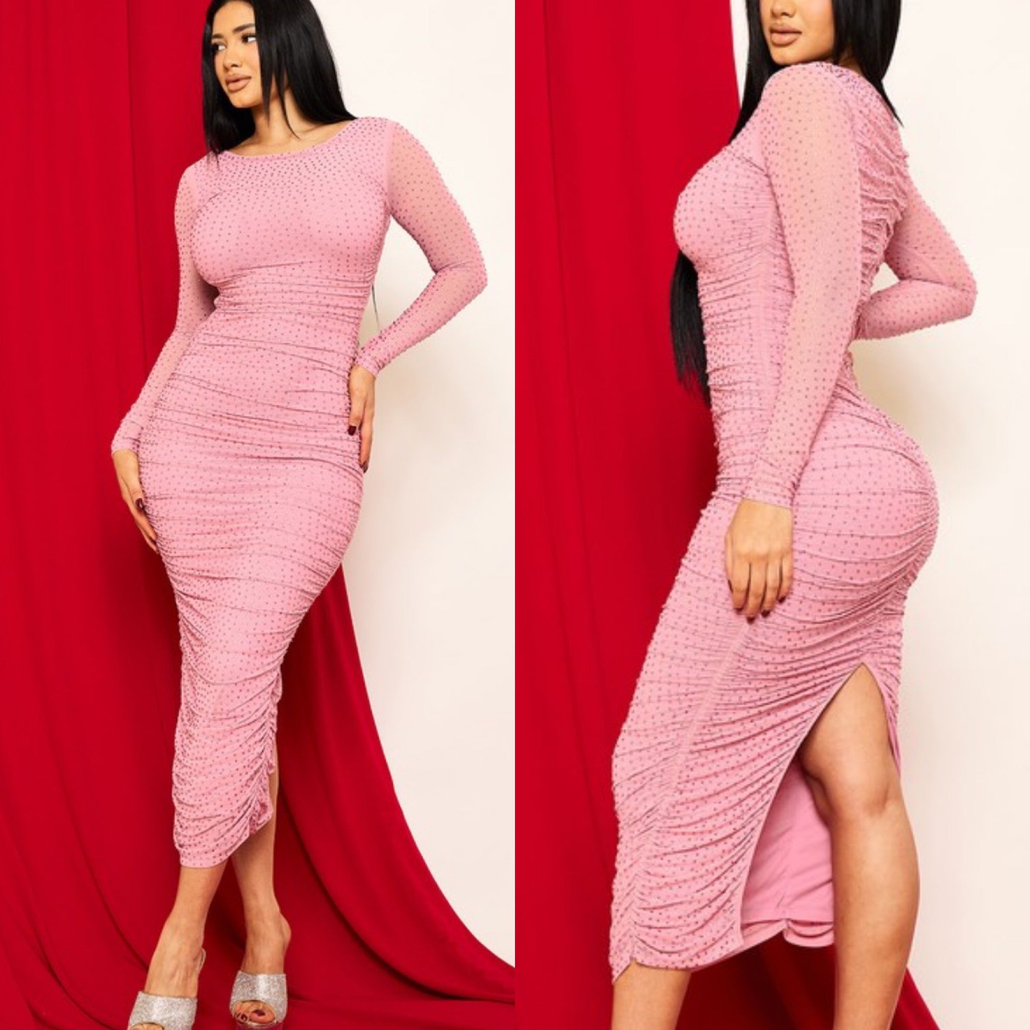 Katia Rhinestone Dress -pink