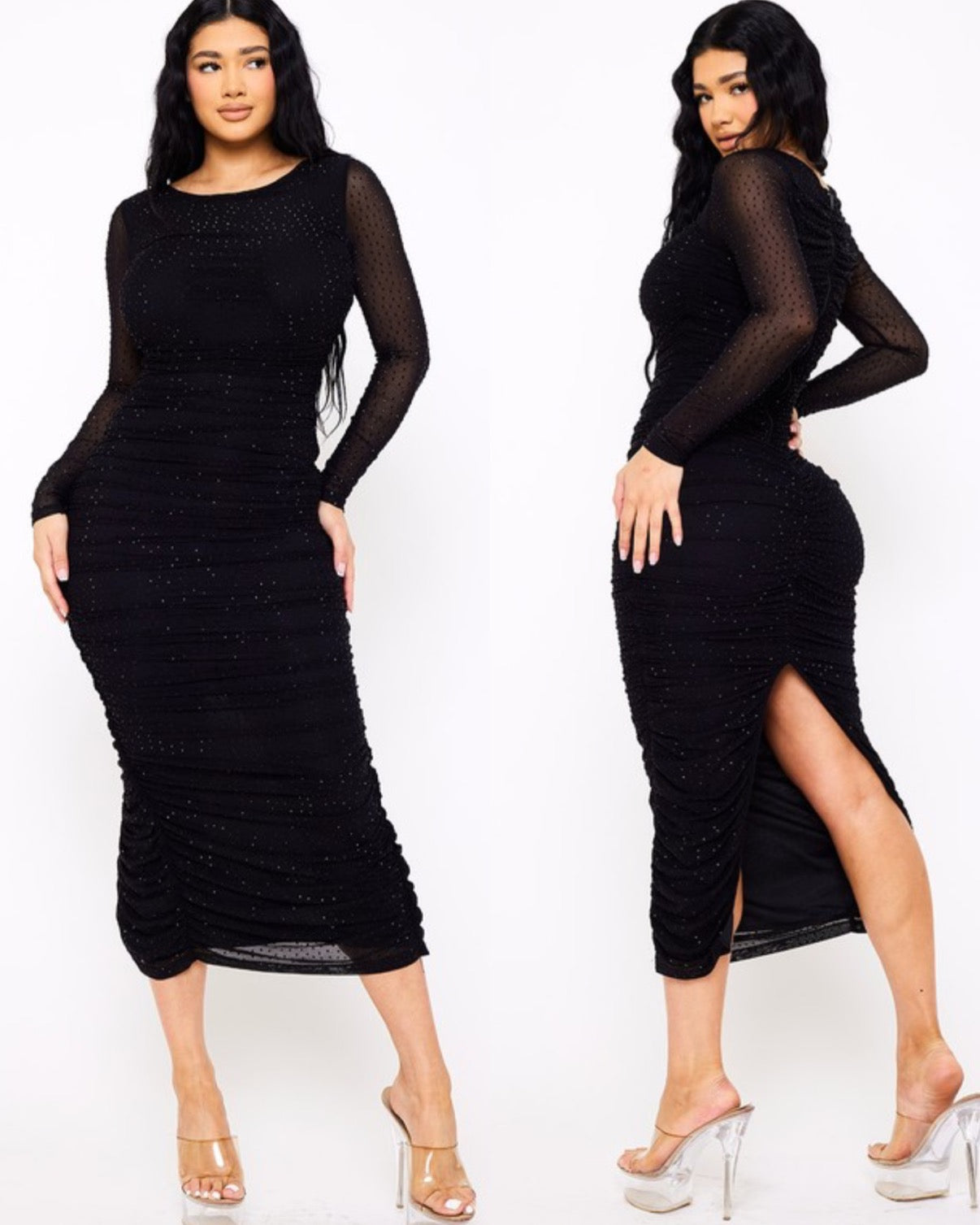 Katia Rhinestone Dress -black in