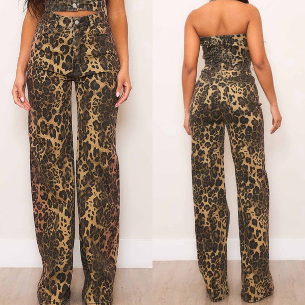 Cynthia Leopard Wide Leg Jeans