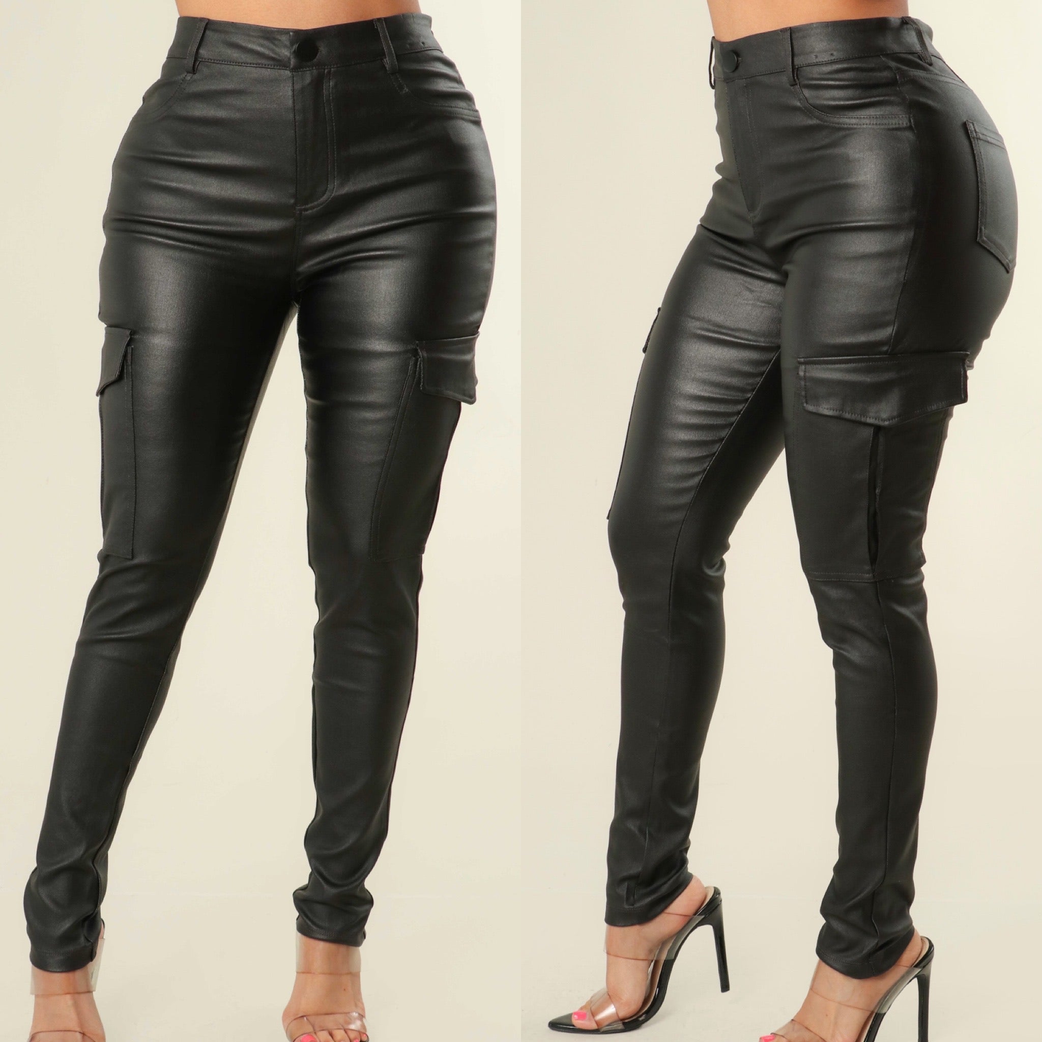 Lisa Faux leather cargo pants