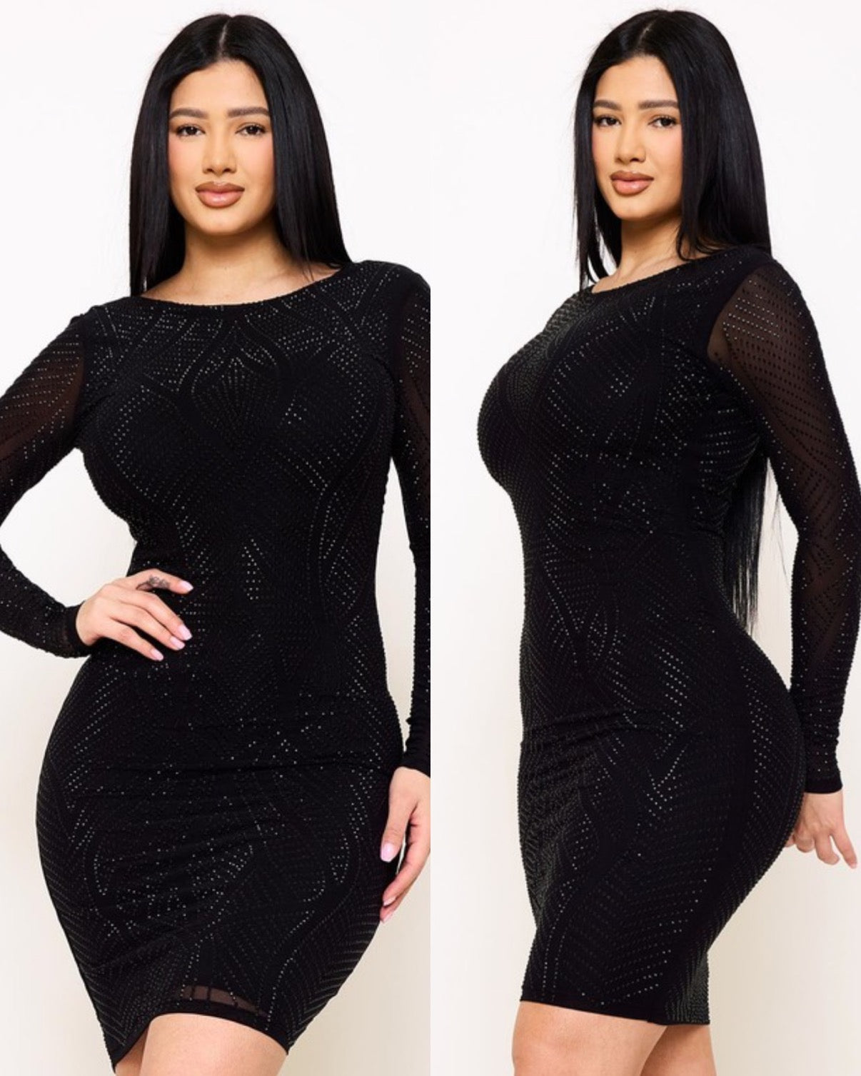 Julissa Rhinestone Dress- black