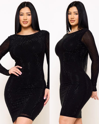 Julissa Rhinestone Dress- black