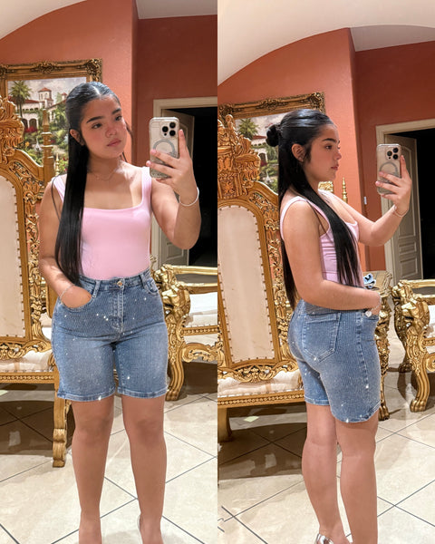 Elida Rhinestone Bermuda Shorts