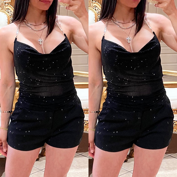 Cassie Embellished Cowl Neck Halter Top