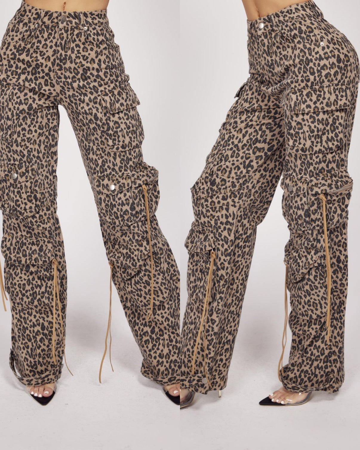 Nora Cargo jeans- Cheetah Print