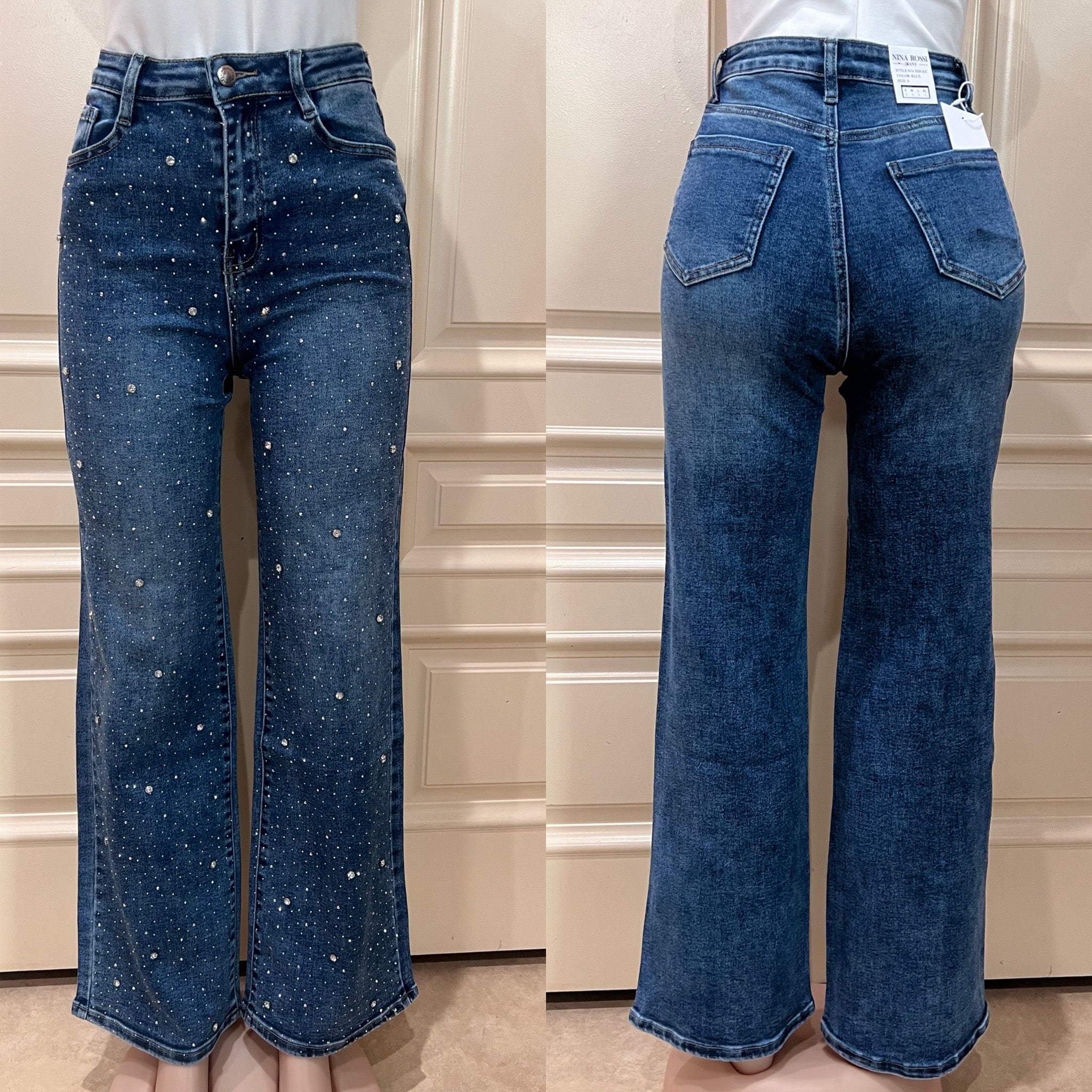 Sonia Rhinestone Jeans- blue