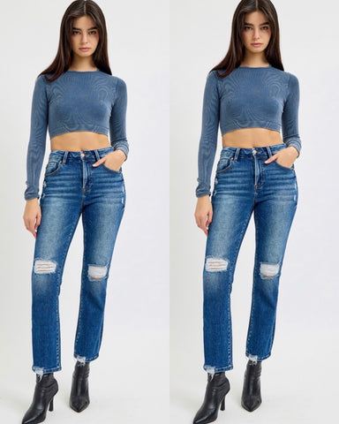 Isabella Hi-Rise Crop Straight Jeans