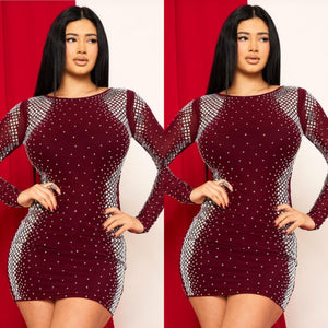 Annita Studded Dress- Maroon