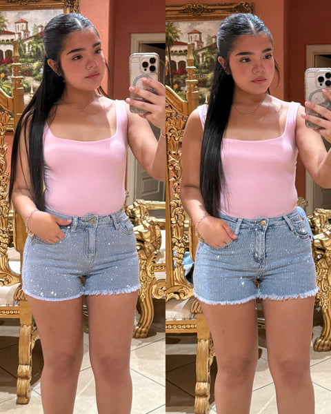 Anabel Rhinestone Shorts- blue