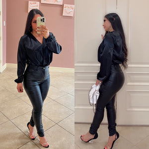 Eliana Faux Leather pants- black