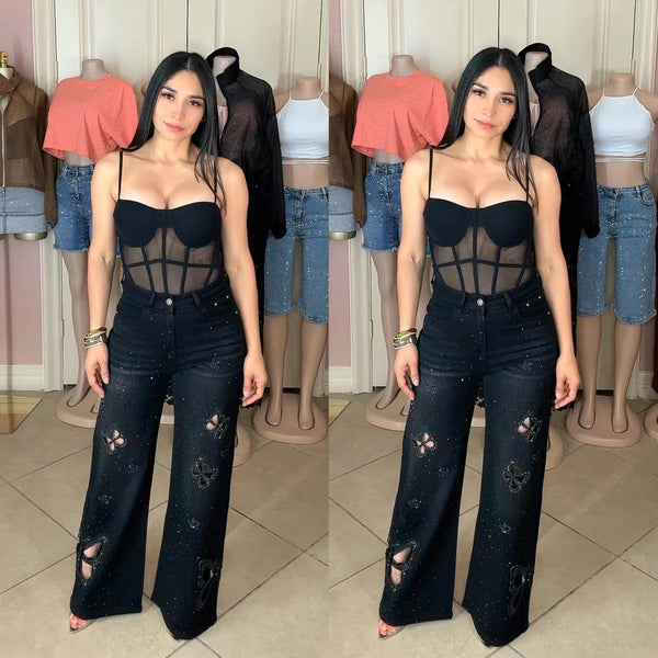 Butterfly Rhinestone Jeans