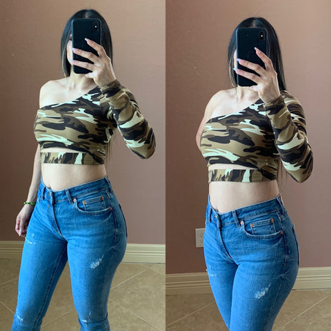 PAOLA Cut Out Crop Top- brown